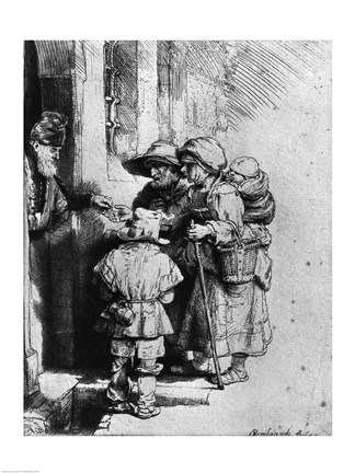 Framed Beggars on the Doorstep of a House, 1648 Print