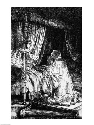 Framed King David at prayer, 1652 Print