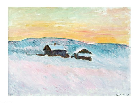 Framed Norwegian Landscape, Blue Houses, 1895 Print