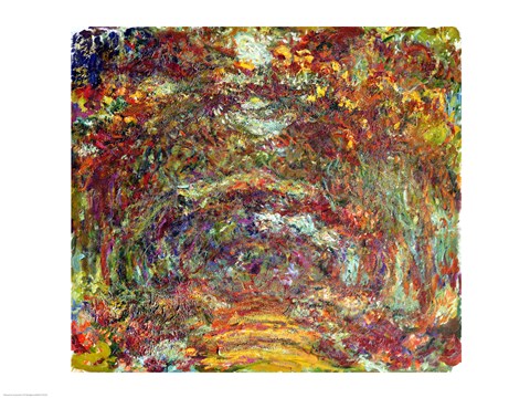 Framed Rose Path, Giverny, 1920-22 Print
