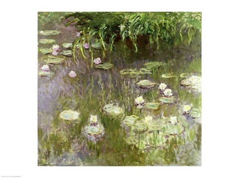 Framed Waterlilies at Midday, 1918 Print