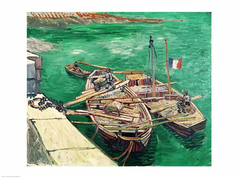 Framed Landing Stage with Boats, 1888 Print