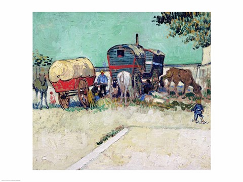 Framed Caravans, Gypsy Encampment near Arles Print