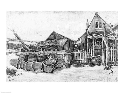 Framed fish drying barn at Scheveningen, c.1882 Print