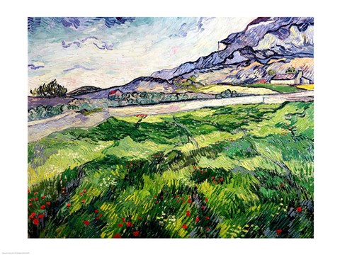 Framed Green Wheatfield behind the Asylum, 1889 Print