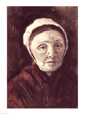 Framed Head of an old woman in a Scheveninger Cap Print