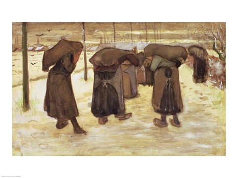 Framed Miners&#39; wives carrying sacks of coal, 1882 Print