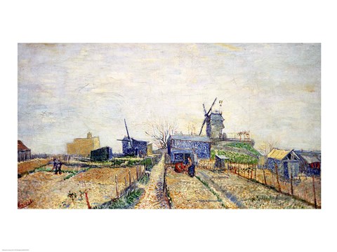 Framed Vegetable Gardens and the Moulin de Blute-Fin on Montmartre, 1887 Print