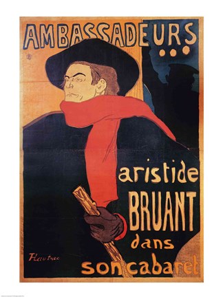 Framed Ambassadeurs: Aristide Bruant, 1892 Print
