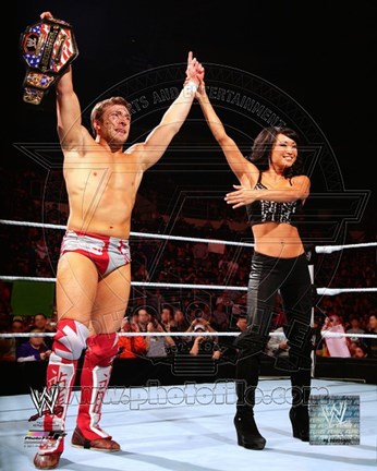 Framed Daniel Bryan &amp; Gail Kim 2011 with United States Championship Belt Print