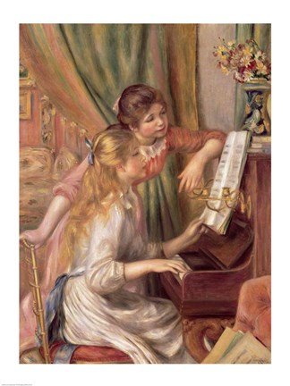 Framed Young Girls at the Piano, 1892 Print