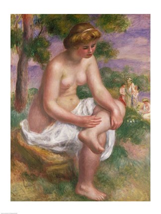 Framed Seated Bather in a Landscape Print