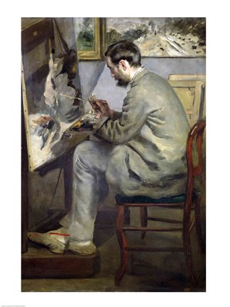 Framed Frederic Bazille at his Easel, 1867 Print