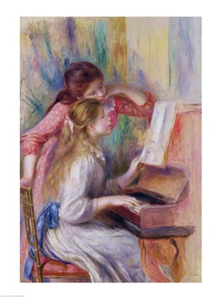 Framed Young Girls at the Piano Print