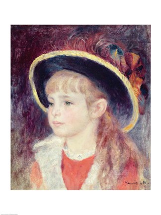 Framed Portrait of a Young Girl in a Blue Hat, 1881 Print