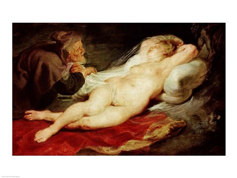 Framed Hermit and the sleeping Angelica, 1626-28 Print