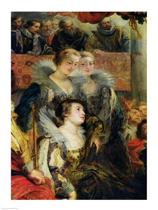 Framed Medici Cycle: The Coronation of Marie de Medici, detail of the Princesses of Guemenee and Conti Print