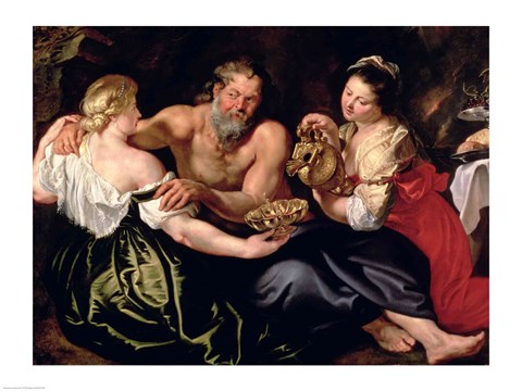 Framed Lot and his daughters Print