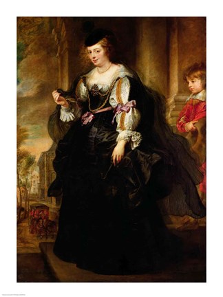 Framed Portrait of Helene Fourment with a Coach Print