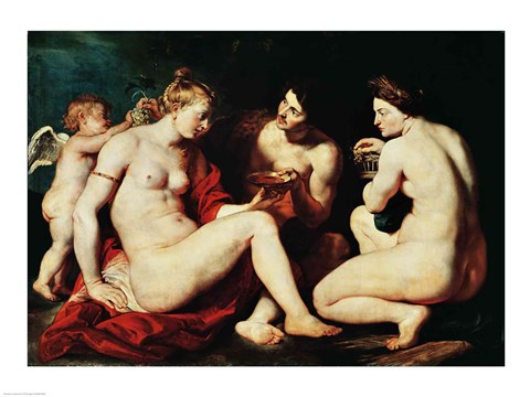 Framed Venus, Cupid, Bacchus and Ceres, 1613 Print