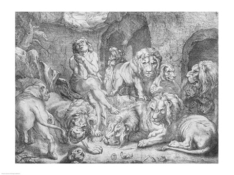Framed Daniel in the lions&#39; den Print