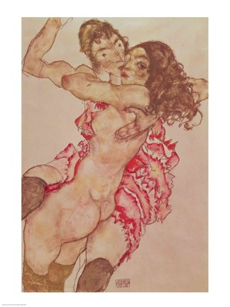 Framed Two Women Embracing, 1915 Print
