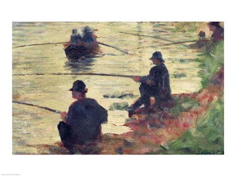 Framed Anglers, Study for &#39;La Grande Jatte&#39;, 1883 Print