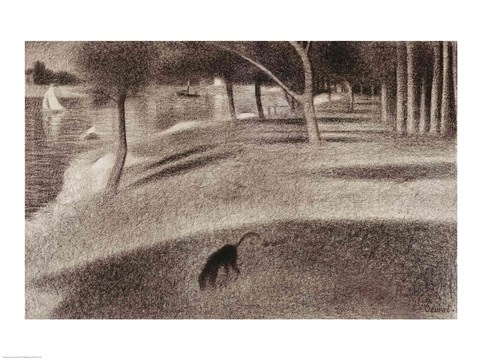 Framed Study for Sunday Afternoon on the Island of La Grande Jatte (dog detail) Print