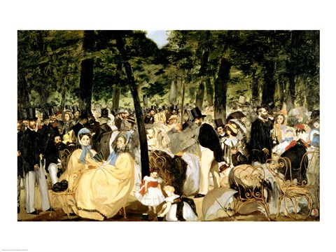 Framed Music in the Tuileries Gardens, 1862 Print