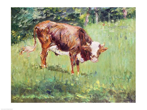 Framed Young Bull in a Meadow, 1881 Print