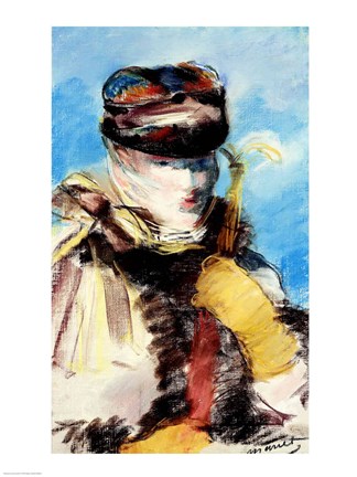 Framed Mery Laurent in a Veil Print