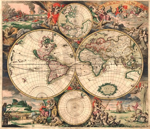 Framed World Map 1689 Print