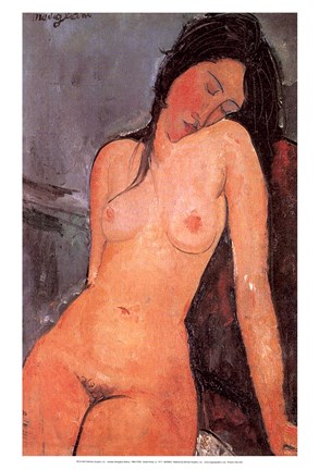 Framed Seated Nude, ca. 1917 Print