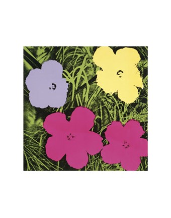 Framed Flowers, 1970 (1 purple, 1 yellow, 2 pink) Print