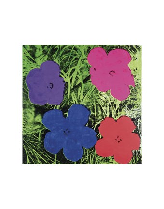 Framed Flowers, c. 1964 (1 purple, 1 blue, 1 pink, 1 red) Print