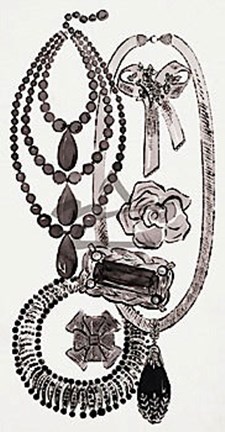 Framed Necklaces and Pins, c.1959 Print