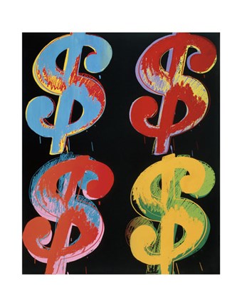 Framed $4, 1982 (blue, red, orange, yellow) Print