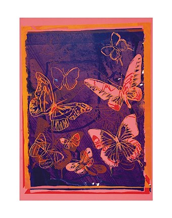 Framed Vanishing Animals [Butterflies], 1986 (peach on navy) Print