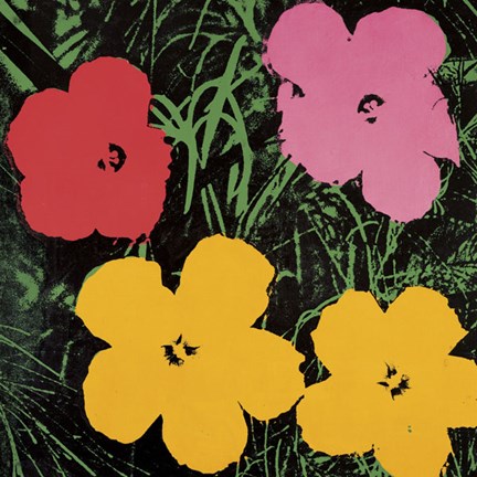 Framed Flowers, 1964  (1 red, 1 pink, 2 yellow) Print