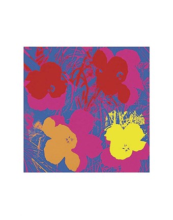 Framed Flowers, 1970 (red, yellow, orange on blue) Print