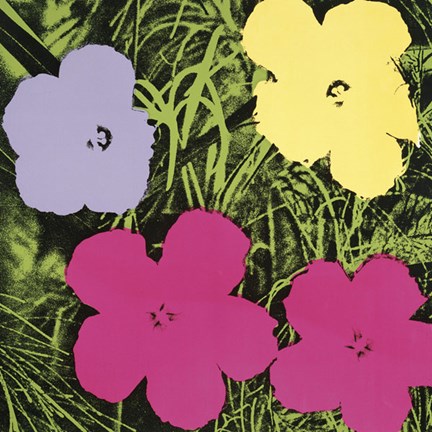 Framed Flowers, 1970 (1 purple, 1 yellow, 2 pink) Print