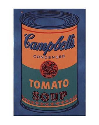 Framed Colored Campbell&#39;s Soup Can, 1965 (blue &amp; orange) Print