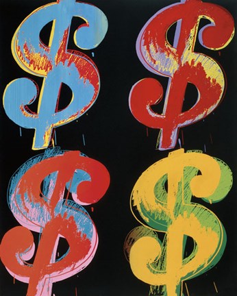 Framed $4, 1982 (blue, red, orange, yellow) Print