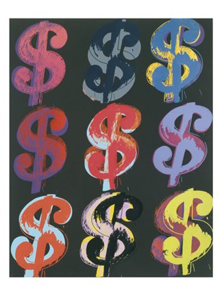 Framed $9, 1982 (on black) Print