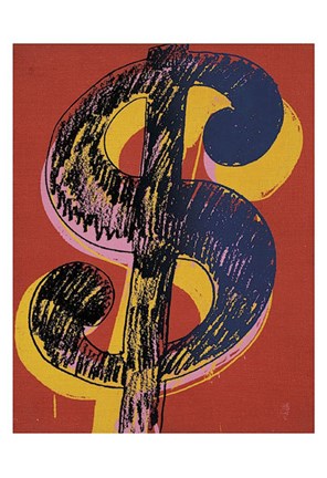 Framed Dollar Sign, 1981 (black and yellow on red) Print