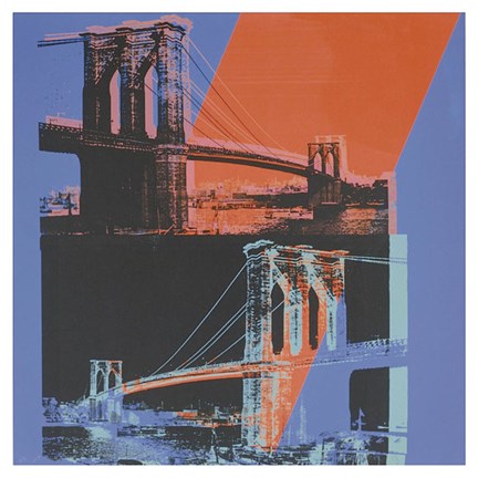 Framed Brooklyn Bridge, 1983 (pink, red, blue) Print