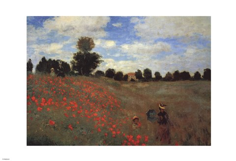 Framed Wild Poppies, near Argenteuil (Les Coquelicots: environs d&#39;Argenteuil), 1873 Print