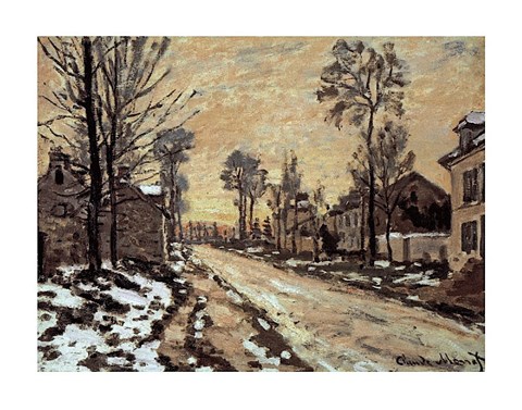 Framed Road at Louveciennes, Melting Snow, Sunset Print