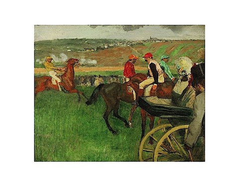 Framed Race Course: Amateur Jockeys near a Carriage, 1876-1887 Print