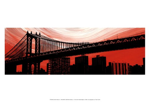 Framed Manhattan Bridge Aura Print